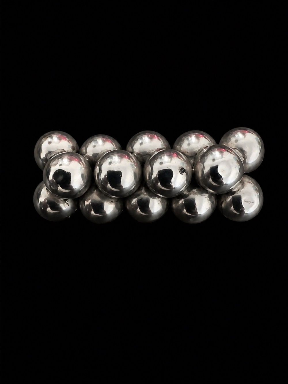Vintage Taxco Mexico 925 Sterling Silver Polished Ball Bead brooch pin bar